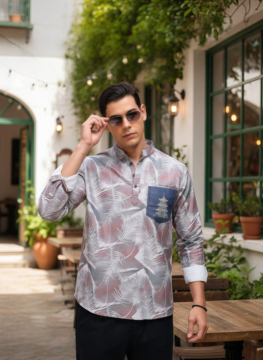 Artful Print Cotton Blend Shirt