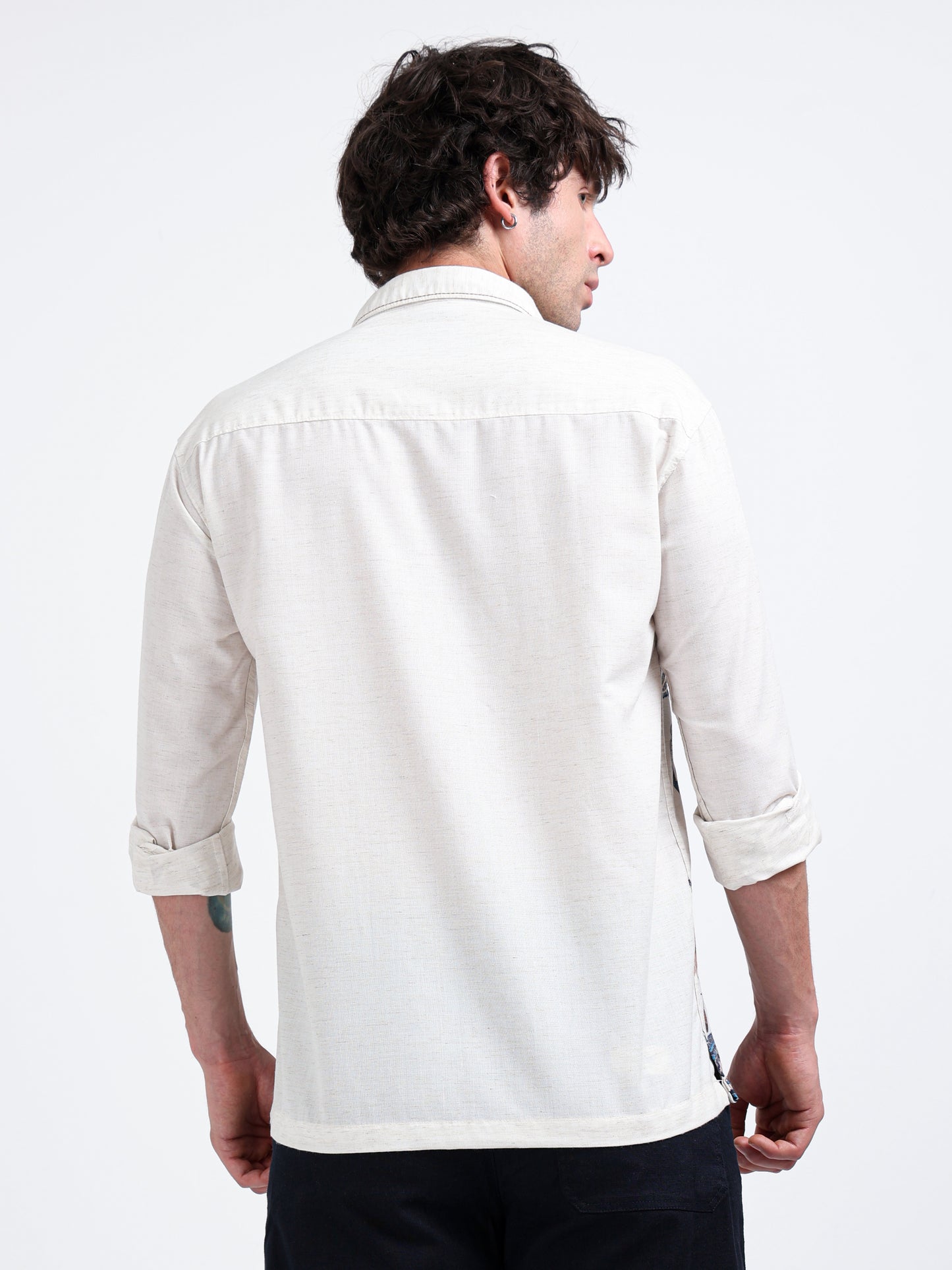 Artful Prints Sky Blue & White Check Cotton-Linen Shirt