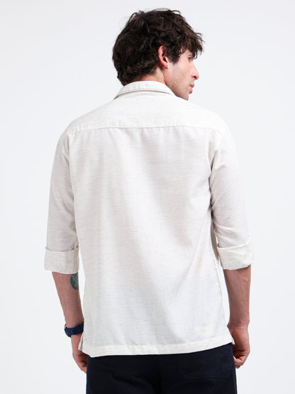 Artful Prints Sky Blue & White Check Cotton-Linen Shirt