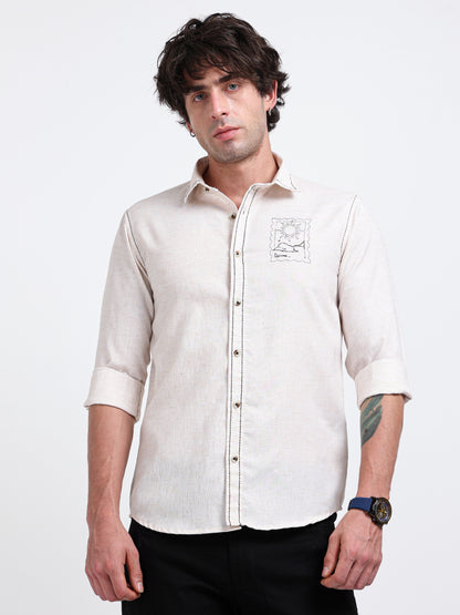 Crafted Embroidery Cotton Blend Shirt