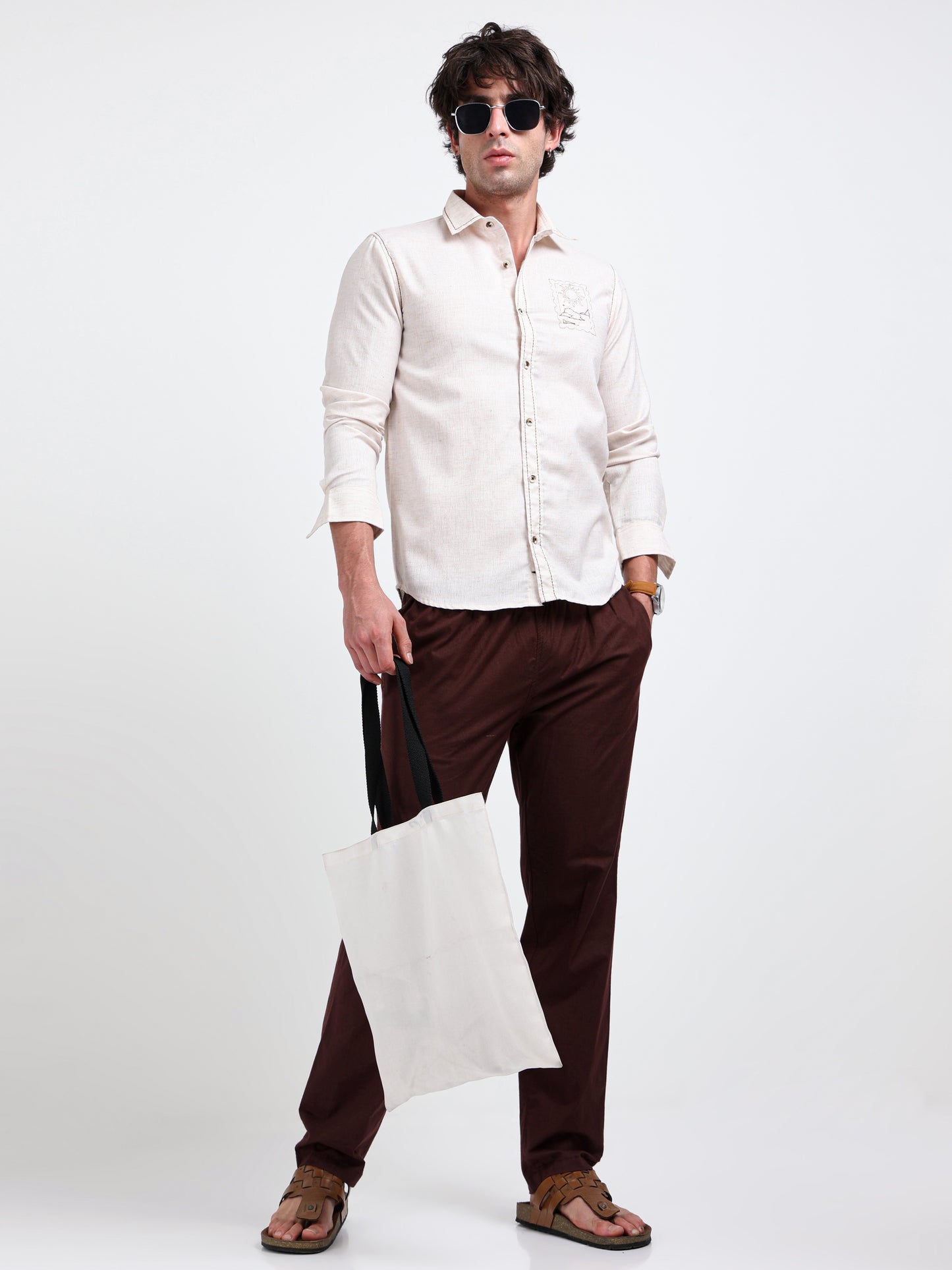 Crafted Embroidery Cotton Blend Shirt