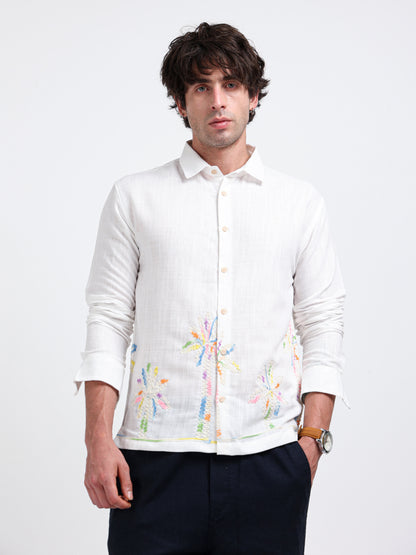 Crafted Embroidery Cotton Blend Shirt