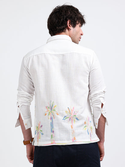 Crafted Embroidery Cotton Blend Shirt