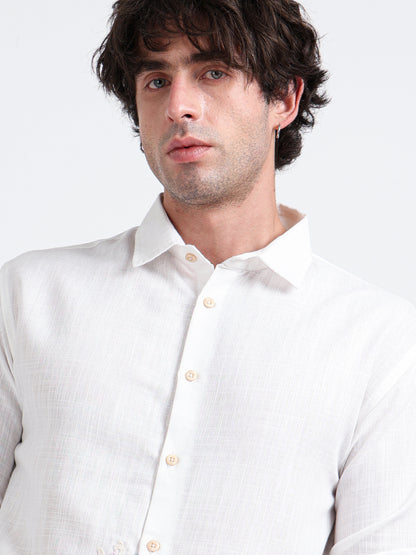 Crafted Embroidery Cotton Blend Shirt