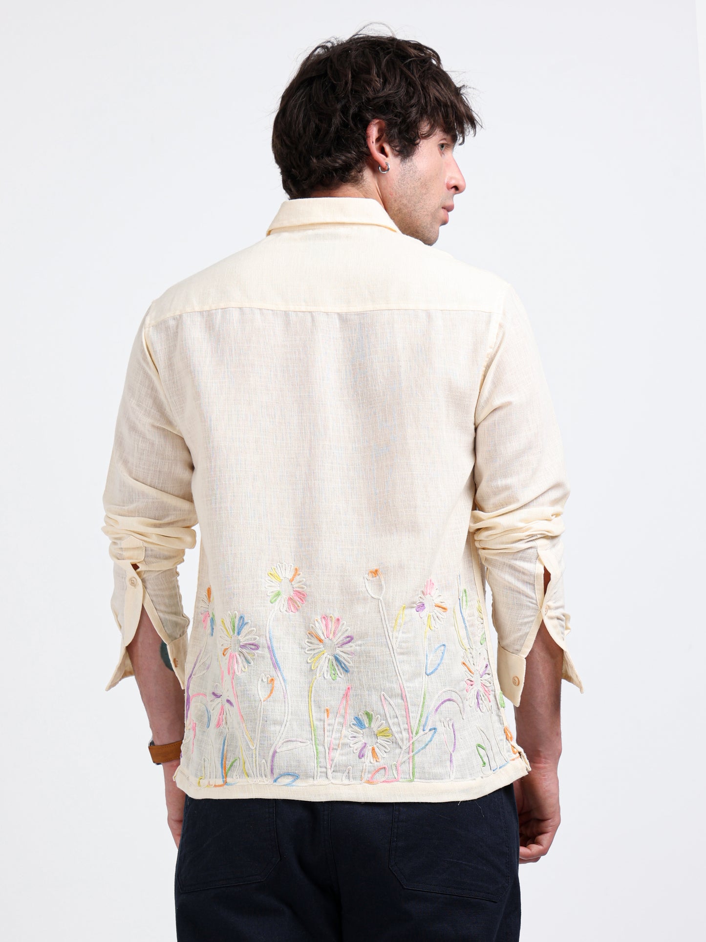 Crafted Embroidery Cotton Blend Shirt