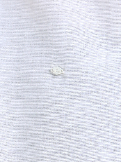 Men’s White Cotton Casual Shirt with Anchor Embroidery Detailing