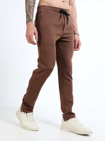 Men’s Coffee Brown Slim Fit Joggers with Adjustable Drawstring Waist & Utility Pockets