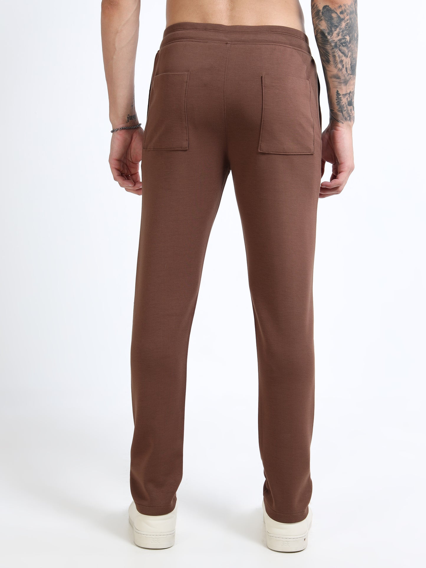Men’s Coffee Brown Slim Fit Joggers with Adjustable Drawstring Waist & Utility Pockets