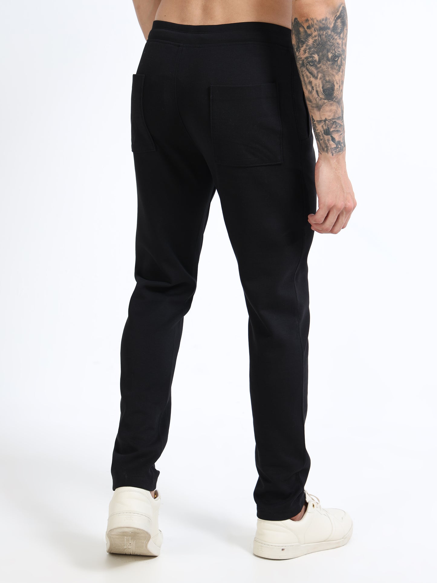 Men’s Black Slim Fit Joggers with Adjustable Drawstring Waist & Side Pockets
