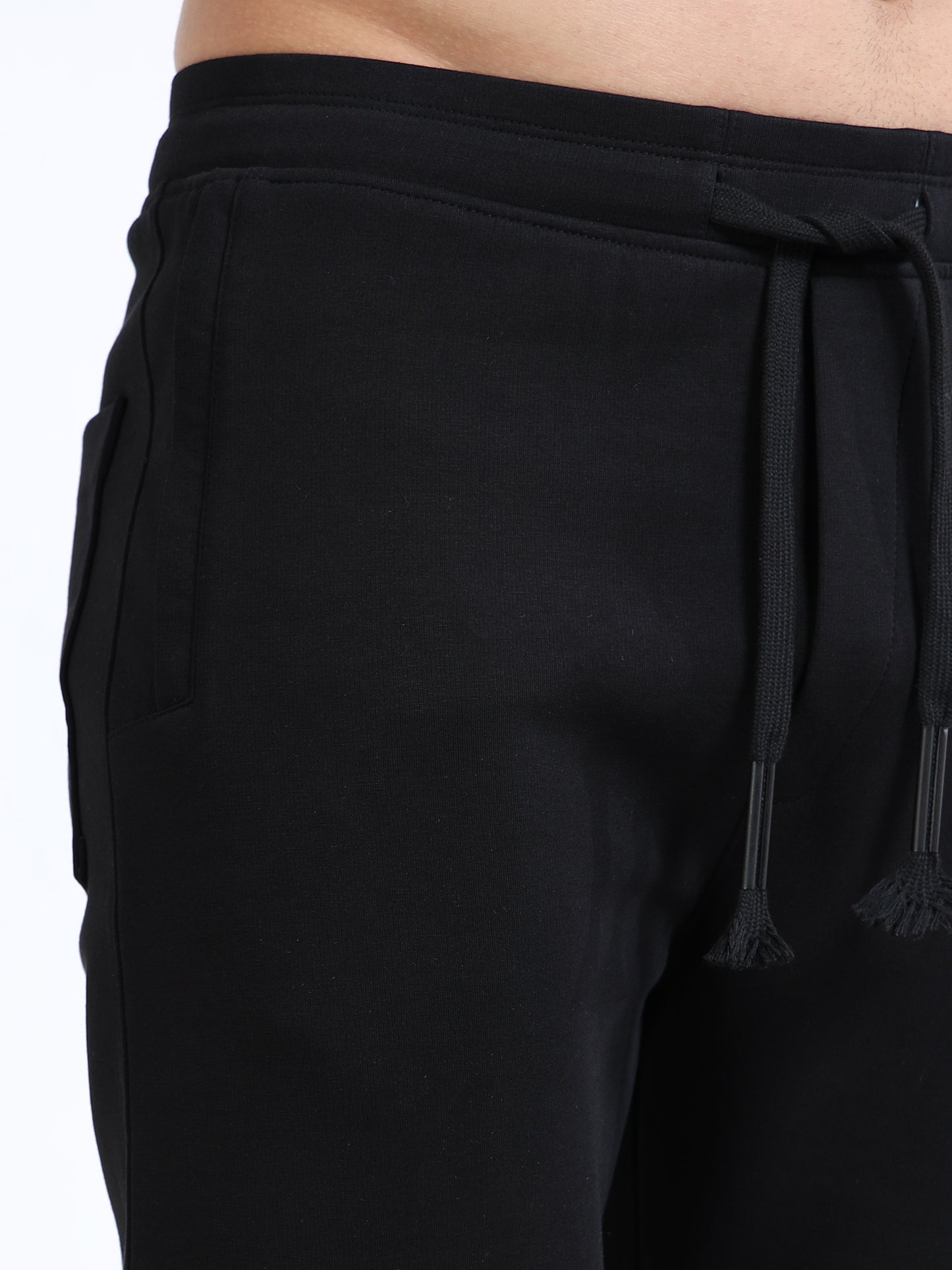 Men’s Black Slim Fit Joggers with Adjustable Drawstring Waist & Side Pockets