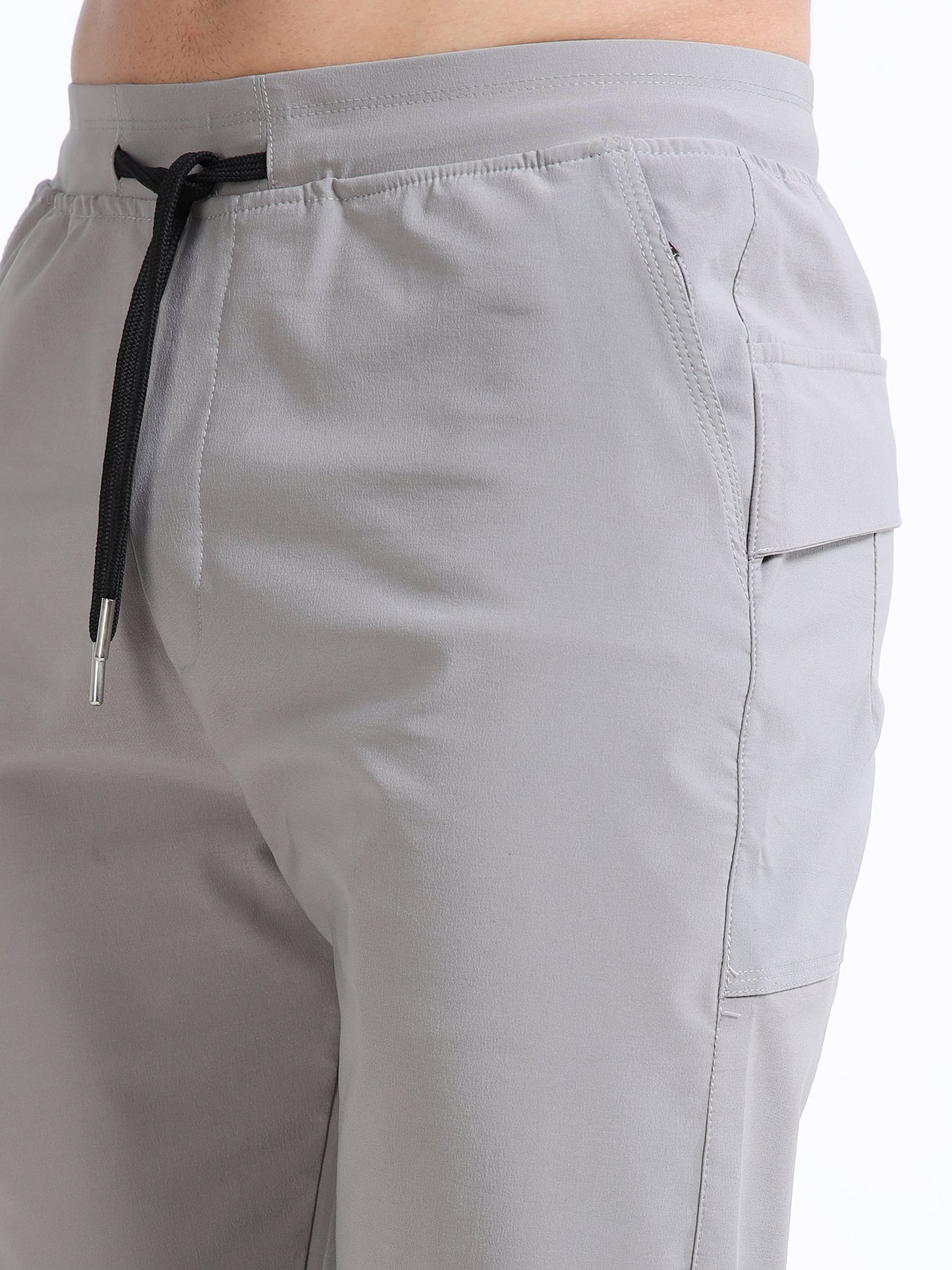 Men’s Grey Slim Fit Joggers with Adjustable Drawstring Waist & Side Pockets
