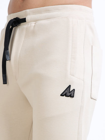 Men’s Cream Slim Fit Joggers with Adjustable Drawstring Waist & Side Pockets