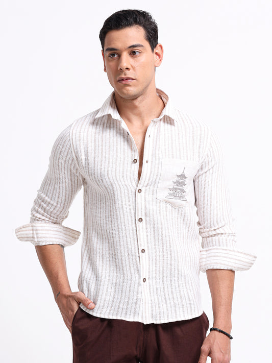 Crafted Embroidery Linen Blend Shirt