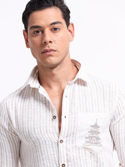 Crafted Embroidery Linen Blend Shirt