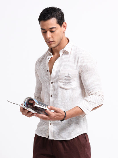 Crafted Embroidery Linen Blend Shirt