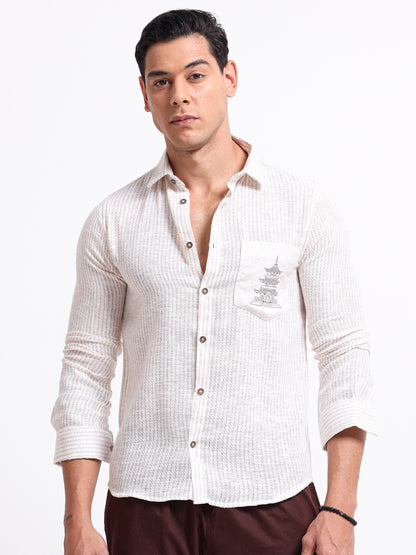 Crafted Embroidery Linen Blend Shirt