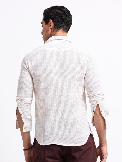 Crafted Embroidery Linen Blend Shirt