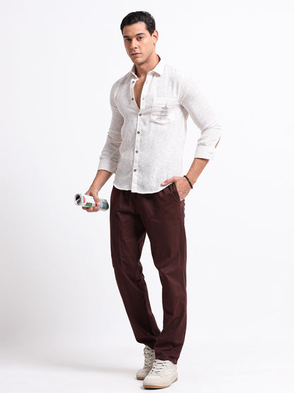 Crafted Embroidery Linen Blend Shirt