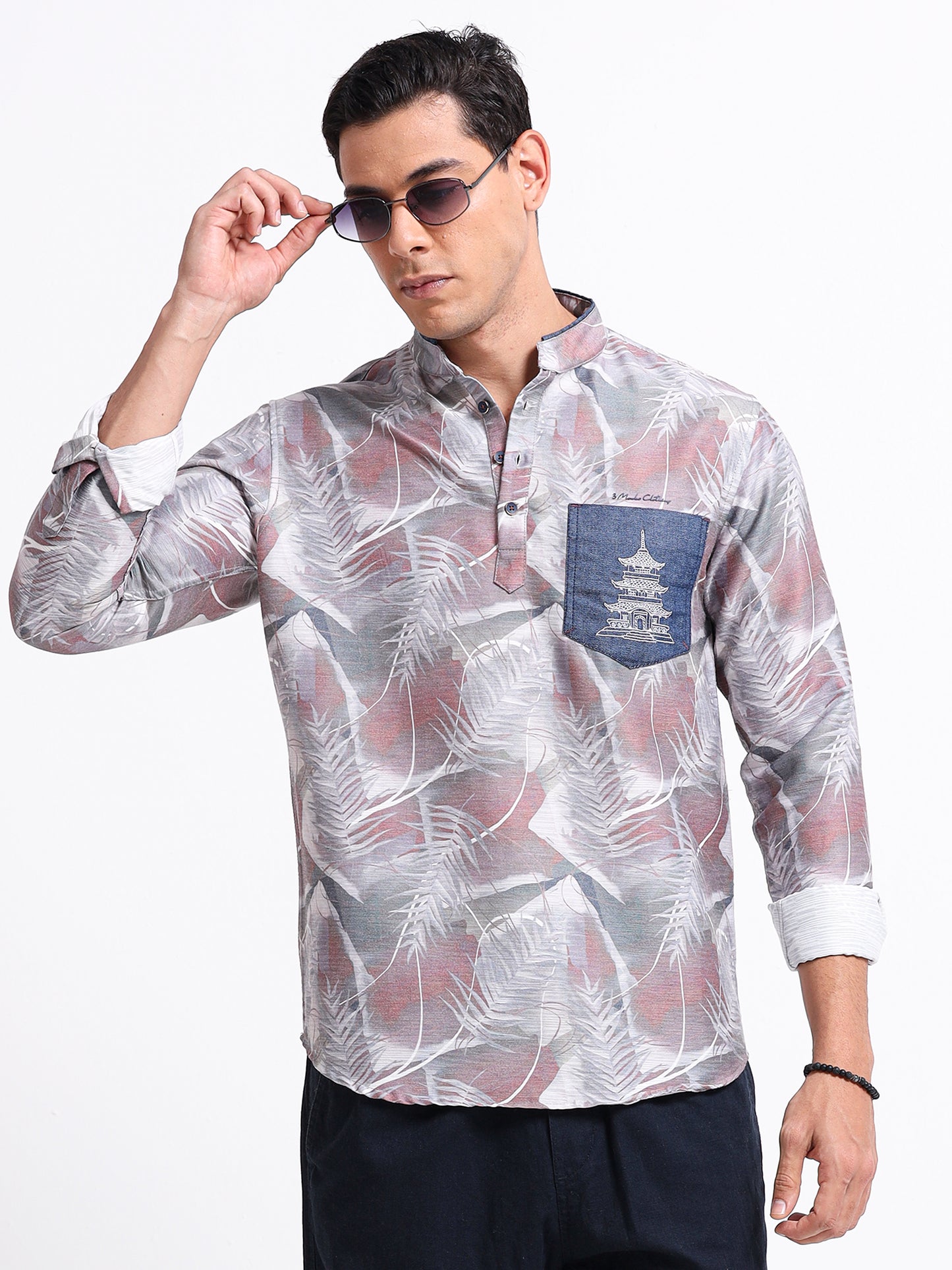 Artful Print Cotton Blend Shirt