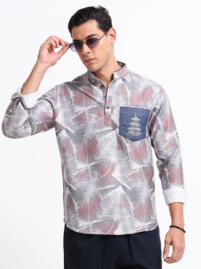 Artful Print Cotton Blend Shirt