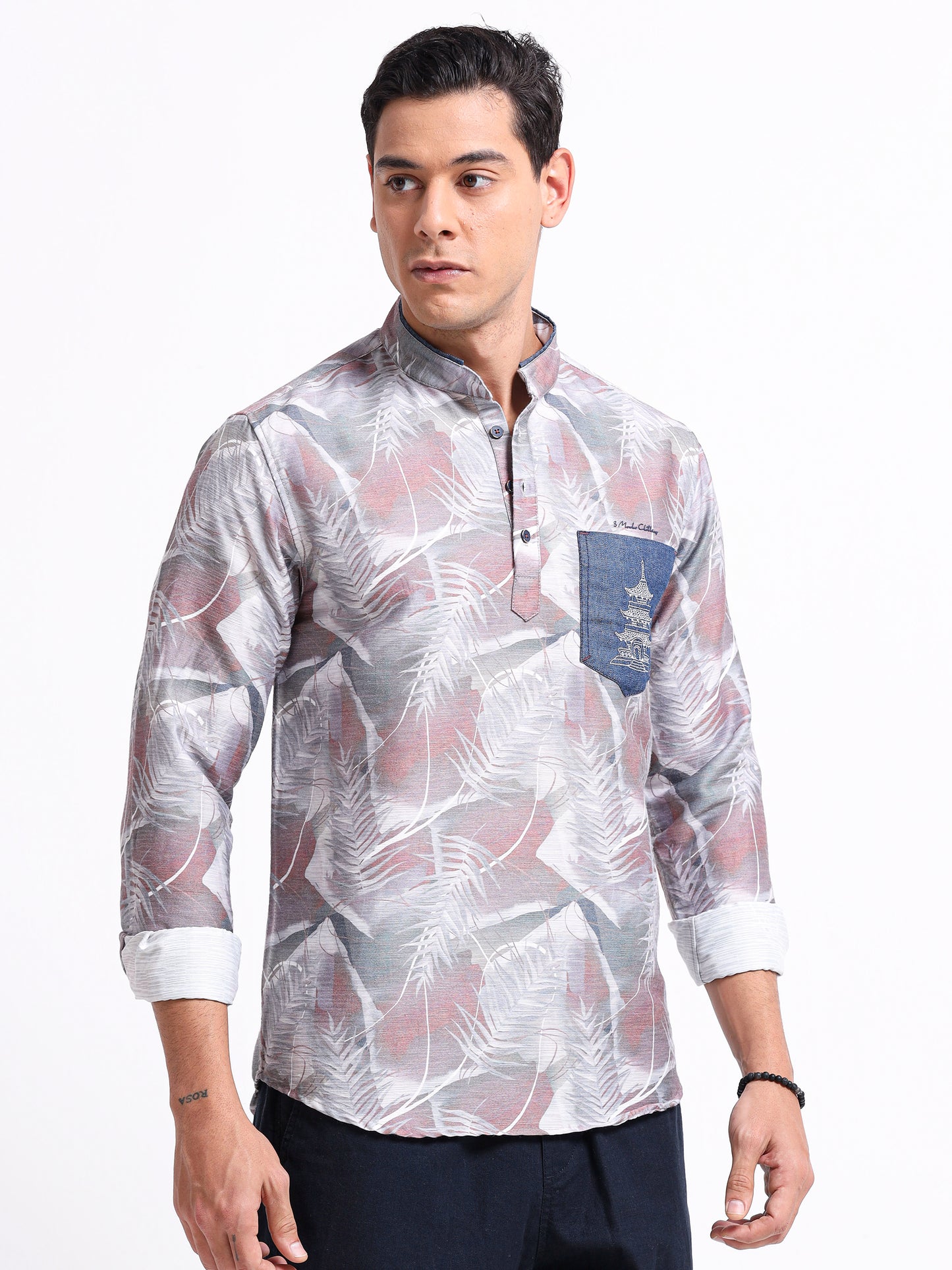 Artful Print Cotton Blend Shirt