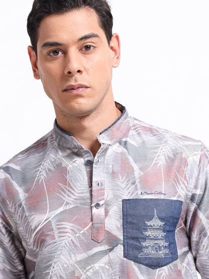 Artful Print Cotton Blend Shirt