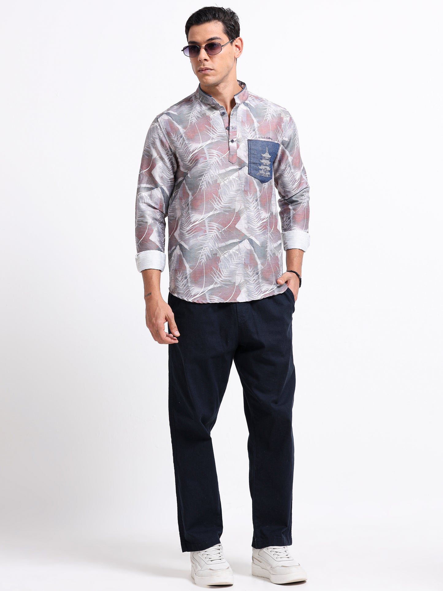 Artful Print Cotton Blend Shirt