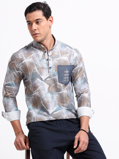 Artful Print Cotton Blend Shirt