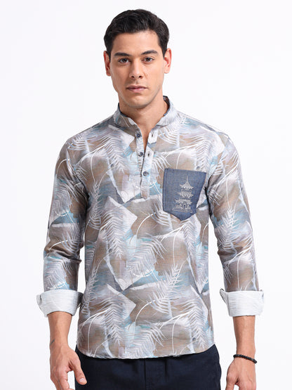 Artful Print Cotton Blend Shirt