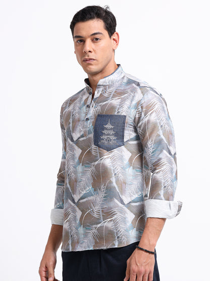 Artful Print Cotton Blend Shirt
