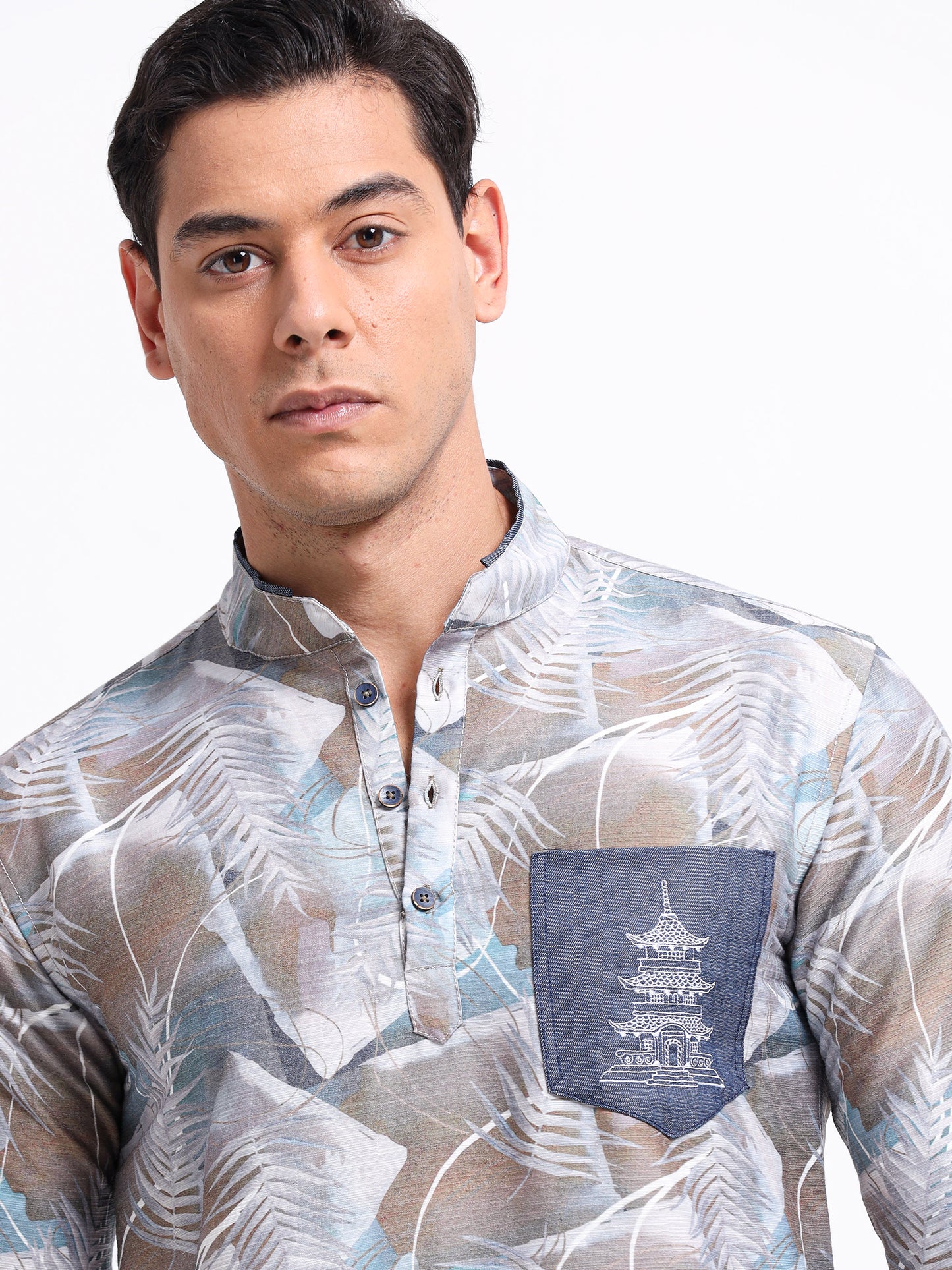 Artful Print Cotton Blend Shirt