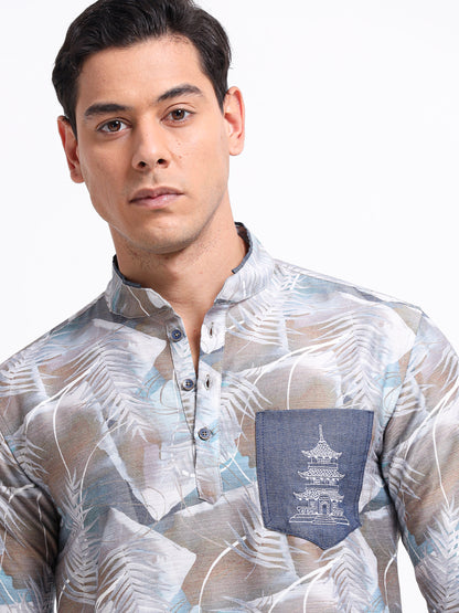Artful Print Cotton Blend Shirt