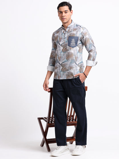Artful Print Cotton Blend Shirt