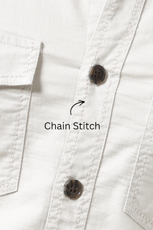 Men’s Beige Cotton Utility Casual Shirt with Dual Flap Pockets