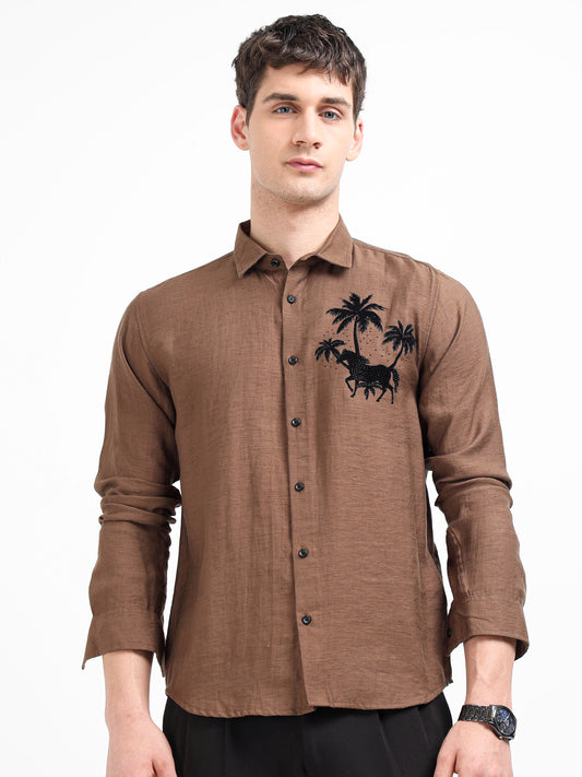 Artful Print Viscose-Lyocell Shirt
