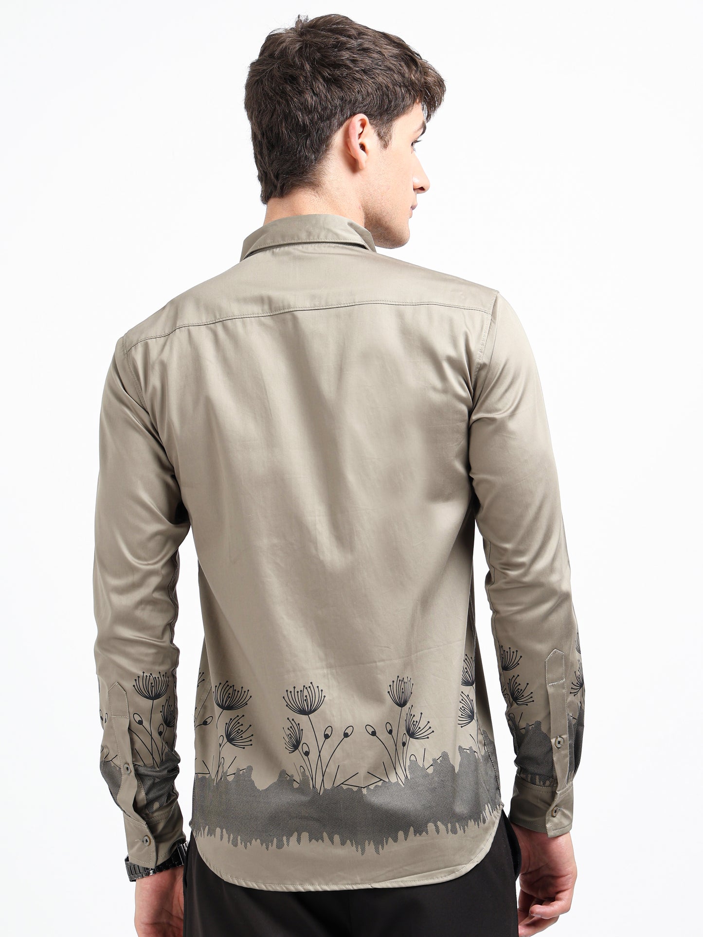 Artful Print Cotton Satin Shirt