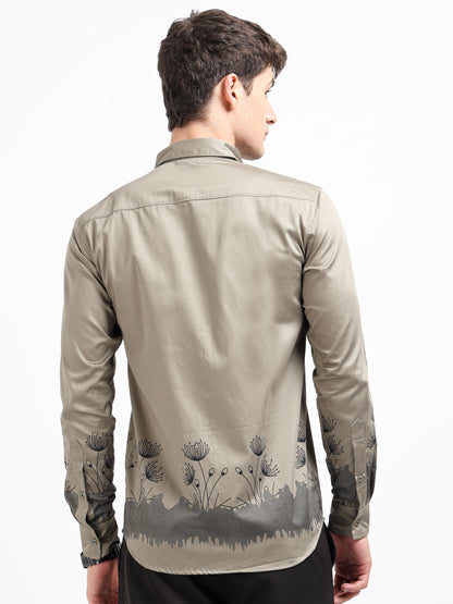 Artful Print Cotton Satin Shirt