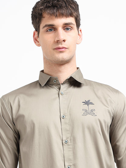 Artful Print Cotton Satin Shirt