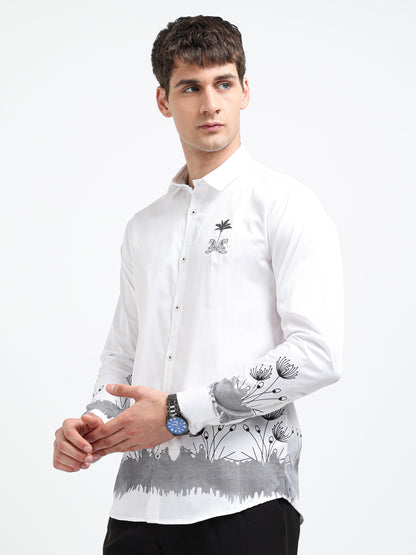 Artful Print Cotton Satin Shirt