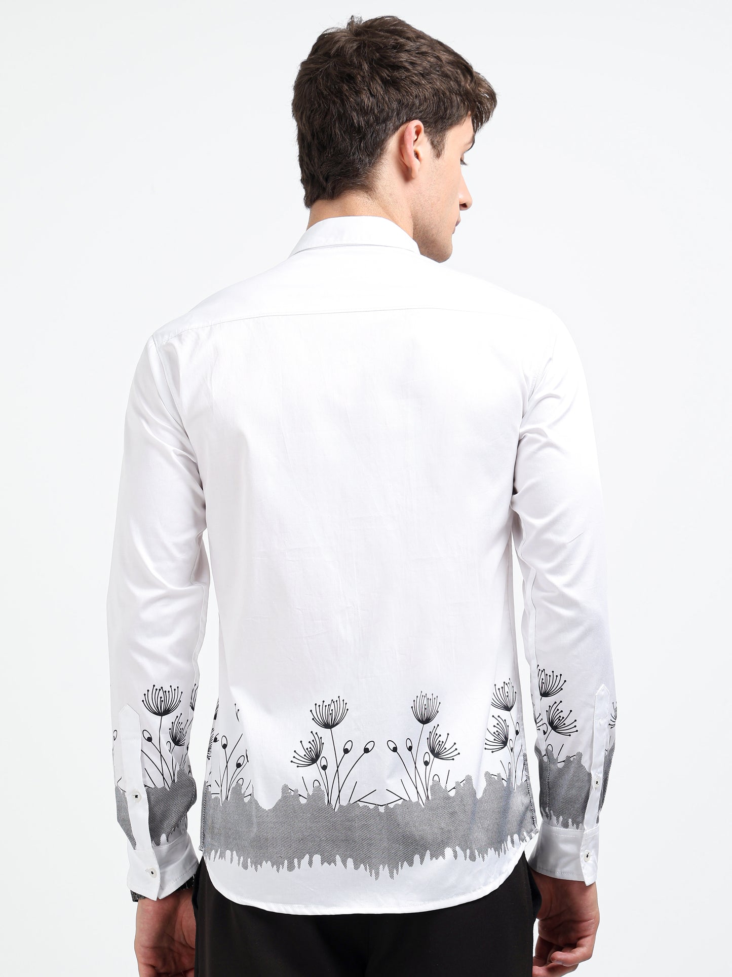 Artful Print Cotton Satin Shirt