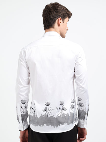 Artful Print Cotton Satin Shirt