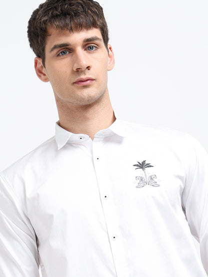 Artful Print Cotton Satin Shirt