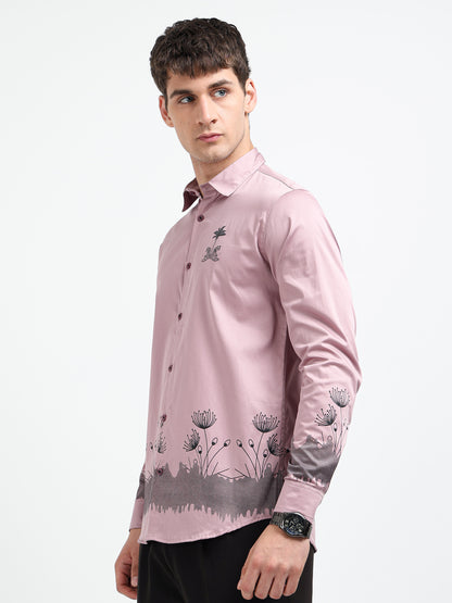 Artful Print Cotton Satin Shirt