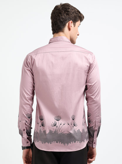 Artful Print Cotton Satin Shirt