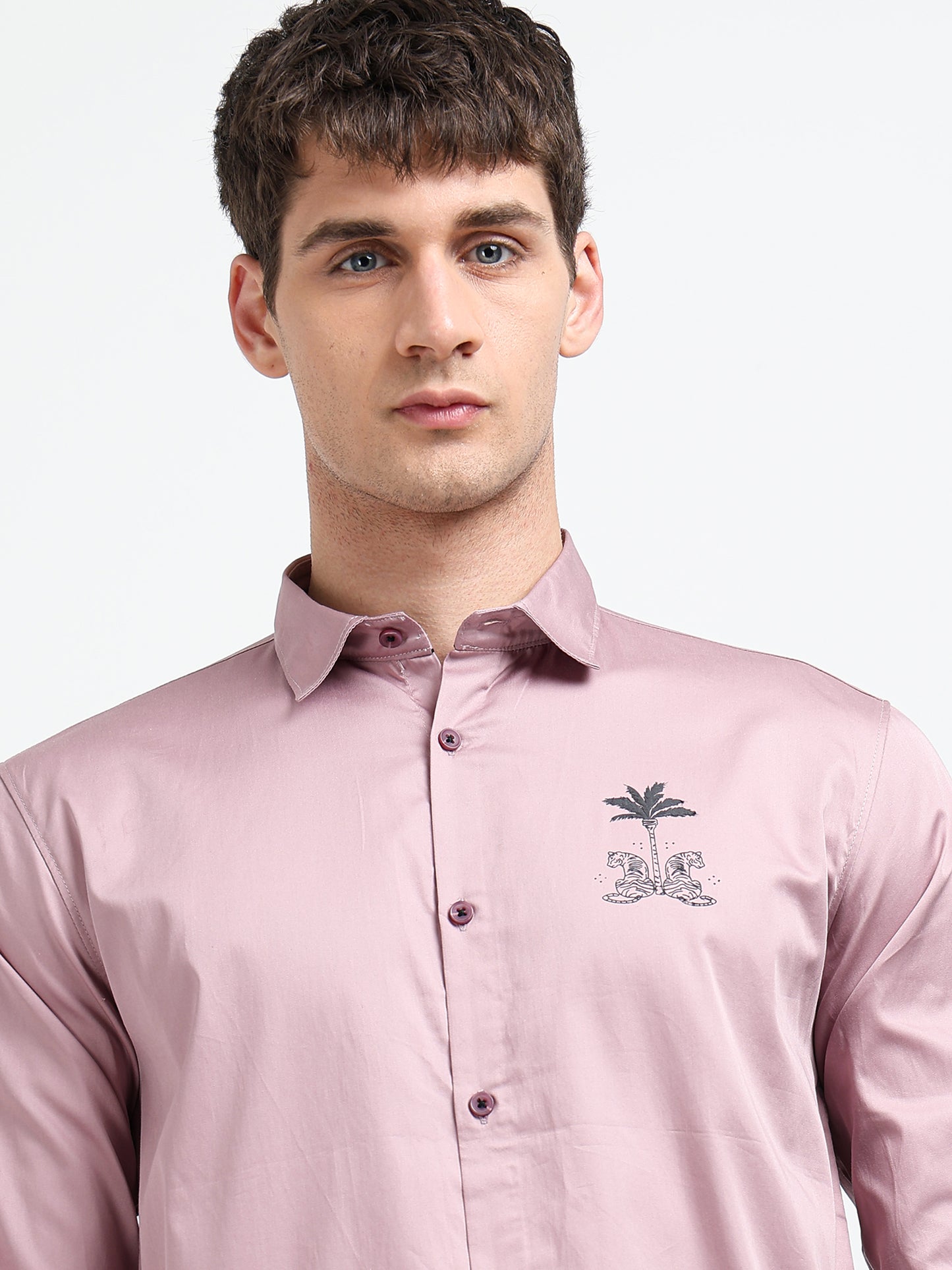 Artful Print Cotton Satin Shirt