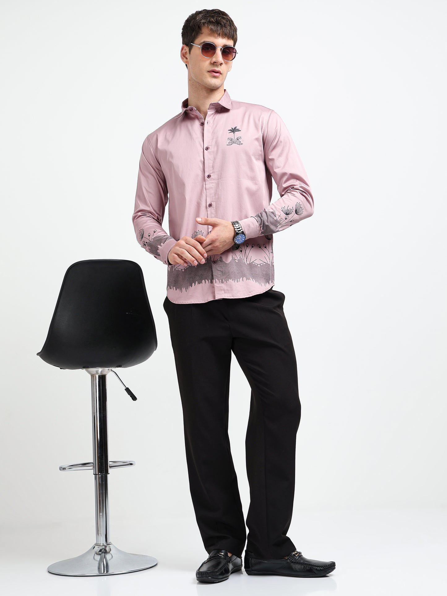 Artful Print Cotton Satin Shirt