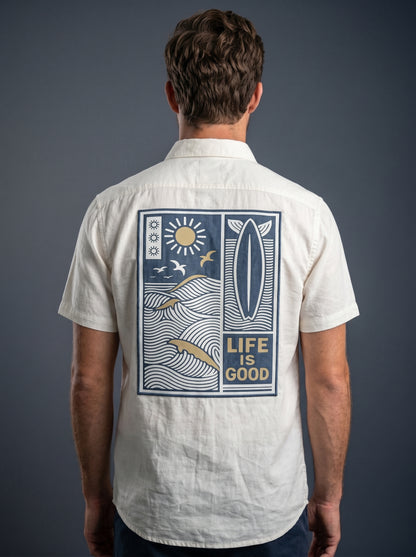 White Life Is Good Denim Applique Shirt