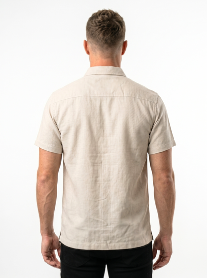 Heritage Embroidery Beige Cotton Shirt