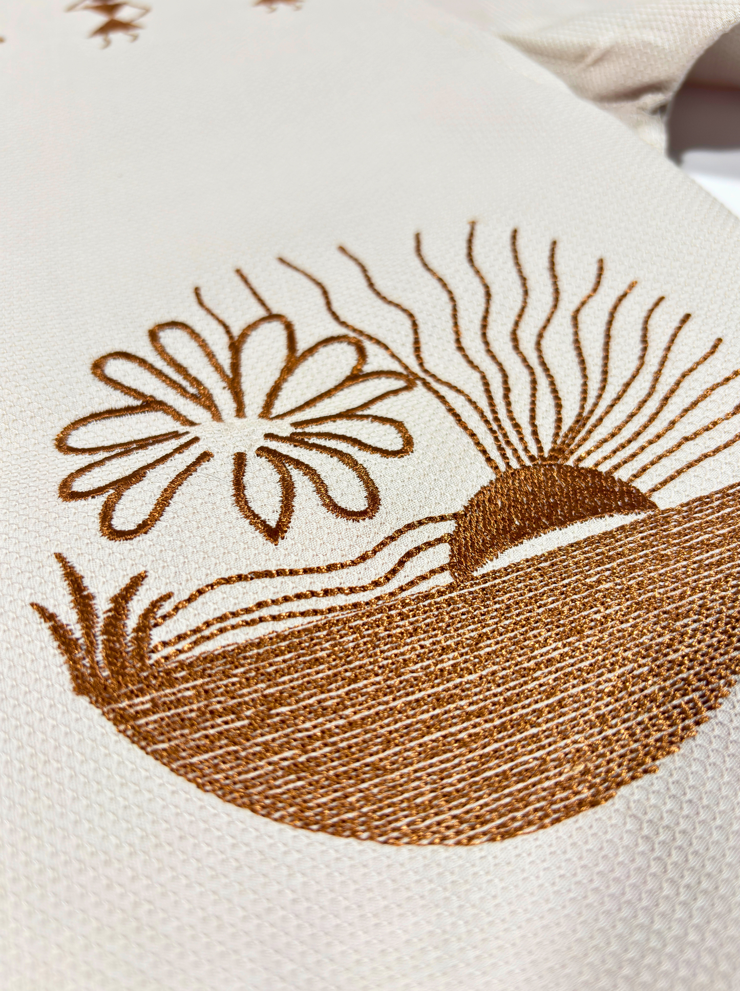 Heritage Embroidery Beige Cotton Shirt