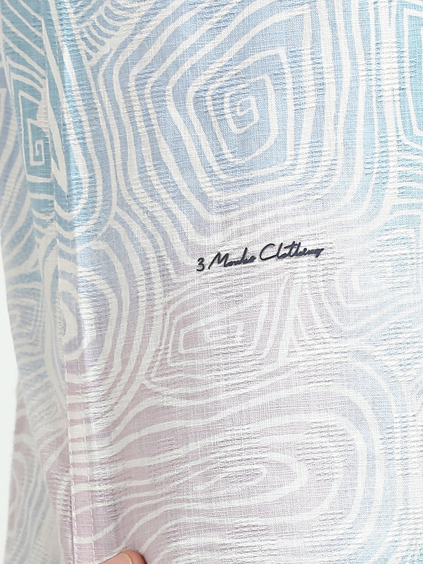 Men’s Sky Blue Abstract Print Cotton Linen Shirt